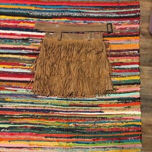 Western bling Tan Fringed Mini Skort with matching belt country concert festival